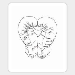 Black Boxing Gloves Line Art such as Heart - Pair of Boxing Gloves Magnet